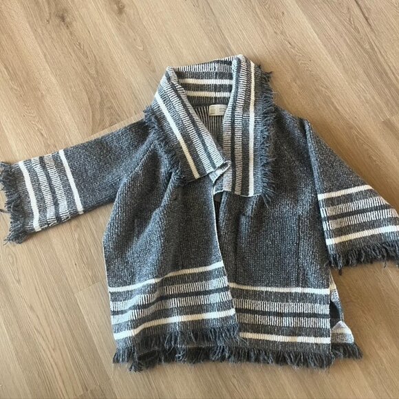Anthropologie Saturday Sunday Parkland Boho Fringe Oversized Cardigan Sweater - Picture 1 of 11